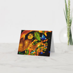 Chinese Lantern Art Sloth Notecard Notitiekaartje