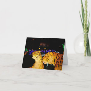 Chinese Lantern Art Tigers Note Kaart