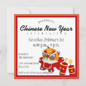 Chinese Leeuw en Firecrackers uitnodiging (Voorkant)