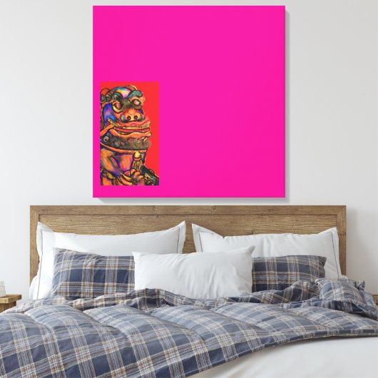 Chinese leeuwen canvas afdruk (Insitu (Slaapkamer))