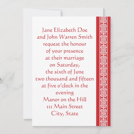 Chinese legance in Cherry Wedding Invitation Kaart (Voorkant)