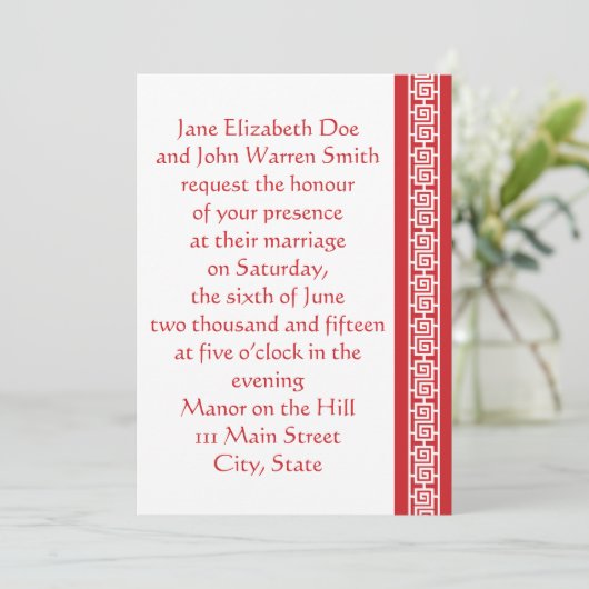 Chinese legance in Cherry Wedding Invitation Kaart (Staand voorkant)