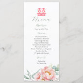 Chinese legant Double Happiness Peonies Weddenscha Menu (Voorkant)
