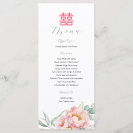 Chinese legant Double Happiness Peonies Weddenscha Menu