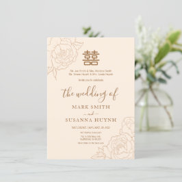 Chinese legant Double Happiness Wedding Invite Kaart