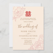 Chinese legant Double Happiness Wedding Invite Kaart (Voorkant)