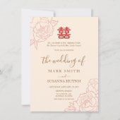 Chinese legant Double Happiness Wedding Invite Kaart (Voorkant)