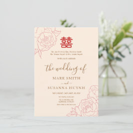 Chinese legant Double Happiness Wedding Invite Kaart