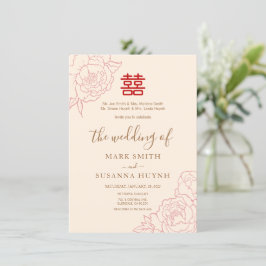 Chinese legant Double Happiness Wedding Invite Kaart