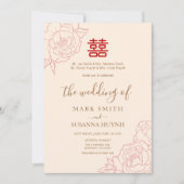 Chinese legant Double Happiness Wedding Invite Kaart (Voorkant)