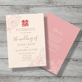 Chinese legant Double Happiness Wedding Invite Kaart