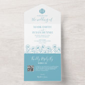 Chinese legant Floral in één bruiloft All In One Uitnodiging (Binnen)