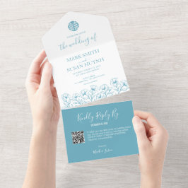 Chinese legant Floral in één bruiloft All In One Uitnodiging