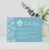 Chinese legant Floral Wedding RSVP met QR-code (Staand voorkant)