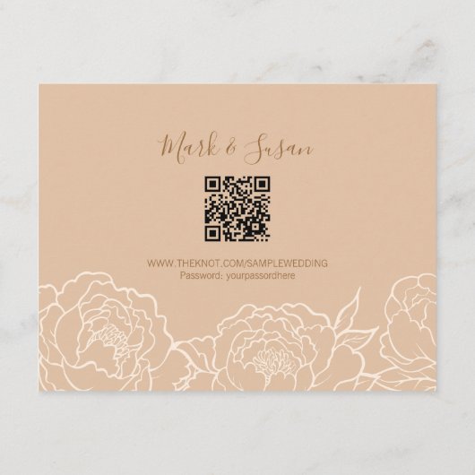 Chinese legant Peony Wedding RSVP met QR-code (Achterkant)