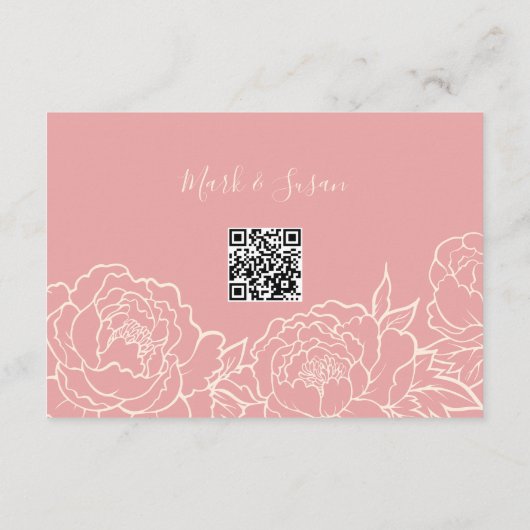 Chinese legant Peony Wedding RSVP met QR-code (Achterkant)