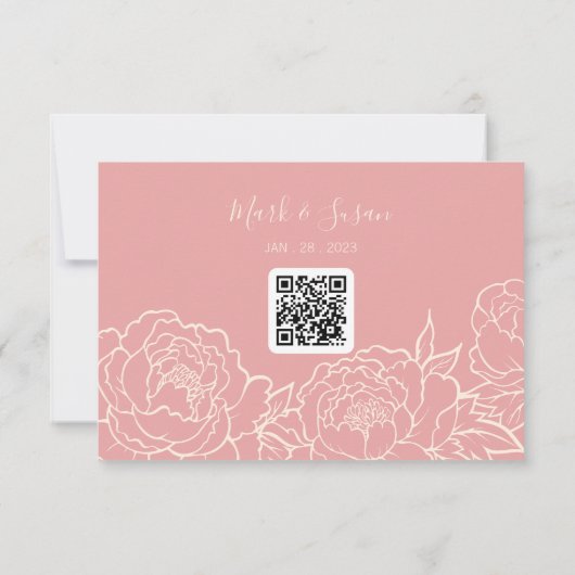 Chinese legant Peony Wedding RSVP met QR-code (Achterkant)