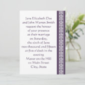 Chinese legantie in uitnodiging voor Paarse bruilo (Staand voorkant)