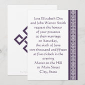 Chinese legantie in uitnodiging voor Paarse bruilo (Voorkant / Achterkant)