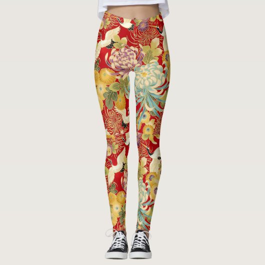Chinese Leggings voor Floral Print (Voorkant)