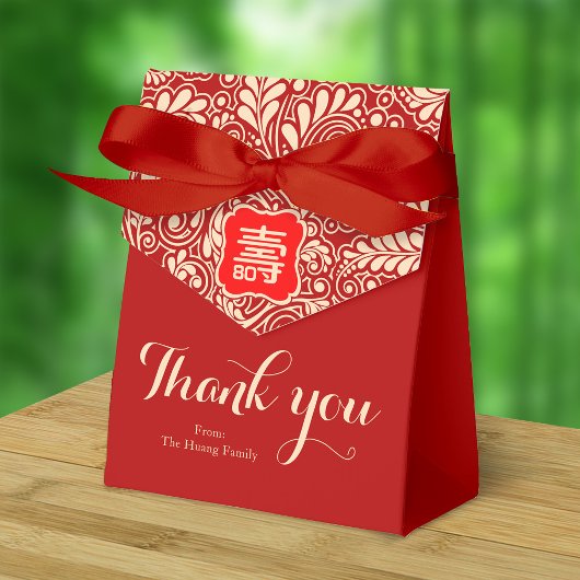 Chinese levensduur verjaardag (99 & jonger) Rood Bedankdoosjes