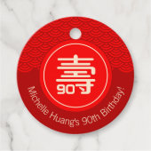 Chinese "Levensduur" Verjaardag (ROOD) Bedankjes Labels (Voorkant)