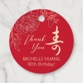 Chinese "Levensduur" Verjaardags Ranunculus cadeau Bedankjes Labels (Voorkant)