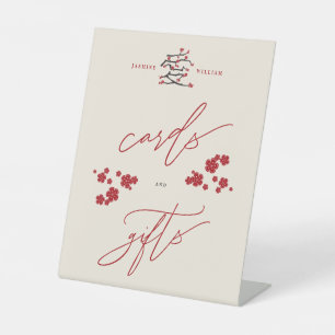 Chinese Liefde Rode Kersenbloesem Kaarten & Cadeau Reclamebord Met Voetstuk