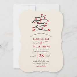 Chinese liefde rode kersenbloesem verlovingsfeest kaart