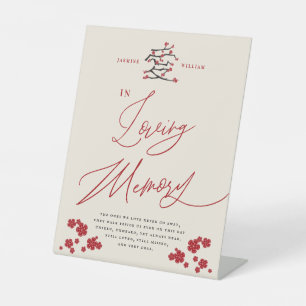 Chinese Liefde Rode Kersenbloesems In Lieve Herinn Reclamebord Met Voetstuk