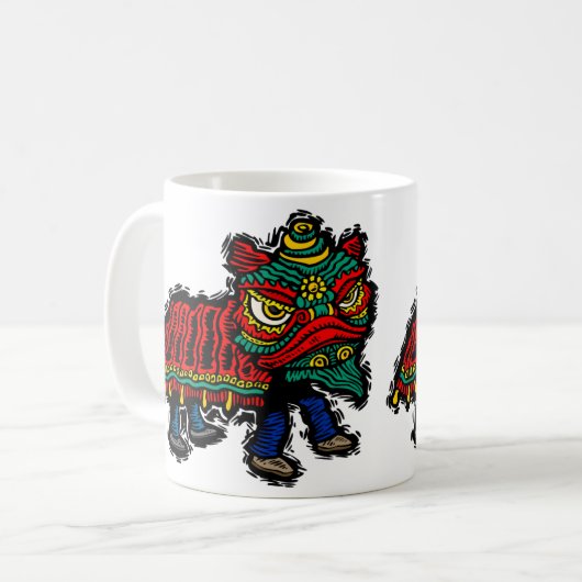 Chinese Lion Dancer Koffiemok (Voorkant links)