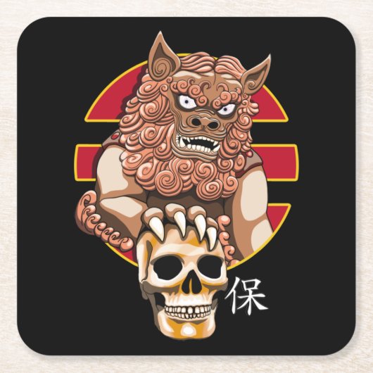 Chinese Lion Guardian - Foo Dog Kartonnen Onderzetters (Voorkant)