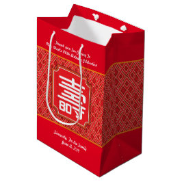 Chinese "Longevity" 80ste verjaardag cadeau tas Medium Cadeauzakje