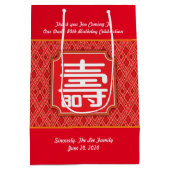 Chinese "Longevity" 80ste verjaardag cadeau tas Medium Cadeauzakje (Achterkant)