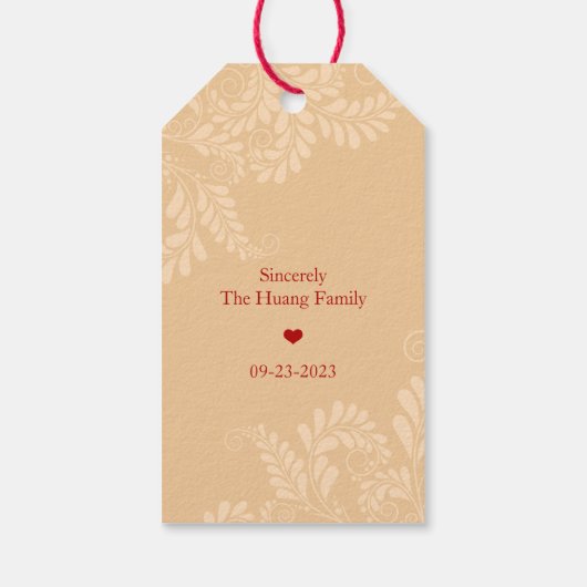 Chinese "Longevity" Birthday (RED) Cadeaulabel (Achterkant)