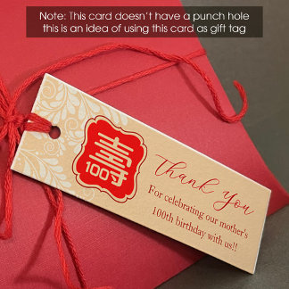 Chinese "Longevity" Birthday Tag (1x3 inch) Mini Visitekaartje