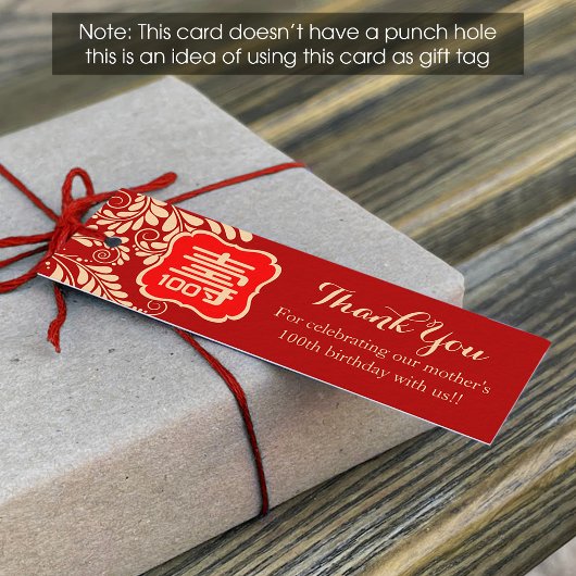 Chinese "Longevity" Birthday Tag (1x3 inch) Mini Visitekaartje