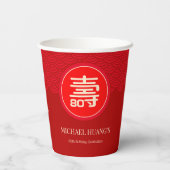 Chinese "Longevity" Verjaardag (99 & jonger) Papieren Bekers (Achterkant)