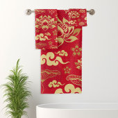 Chinese Lotus Floral Oriental Asian Pattern Trendy Bad Handdoek
