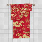 Chinese Lotus Floral Oriental Asian Pattern Trendy Bad Handdoek
