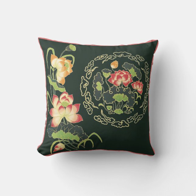Chinese Lotus Flower Pillow Kussen (Voorkant)