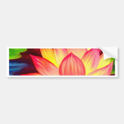 Chinese Lotus Water Lily Flower Art - Multi Bumpersticker (Voorkant)