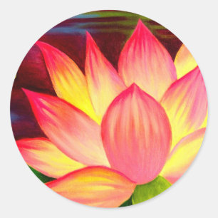 Chinese lotus waterlelie bloemkunst - Multi Ronde Sticker