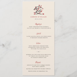 Chinese Love Red Cherry Blossom Engagement Party Menu