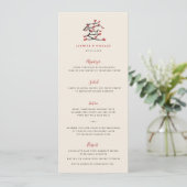 Chinese Love Red Cherry Blossom Engagement Party Menu (Staand voorkant)