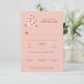 Chinese Love Red Cherry Blossom Engagement Party RSVP Kaartje (Staand voorkant)