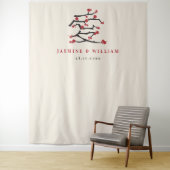 Chinese Love Red Cherry Blossom Engagement Party Wandkleed (In situ)