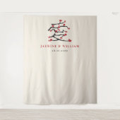 Chinese Love Red Cherry Blossom Engagement Party Wandkleed (Voorkant)