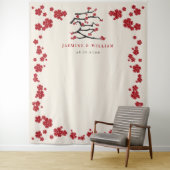 Chinese Love Red Cherry Blossom Engagement Party Wandkleed (In situ)