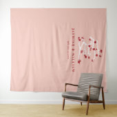 Chinese Love Red Cherry Blossom Engagement Party Wandkleed (In Situ (horizontaal))